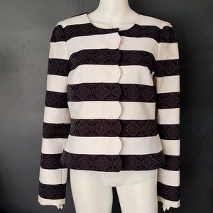Banana Republic striped scalloped front damask fabric jacket
